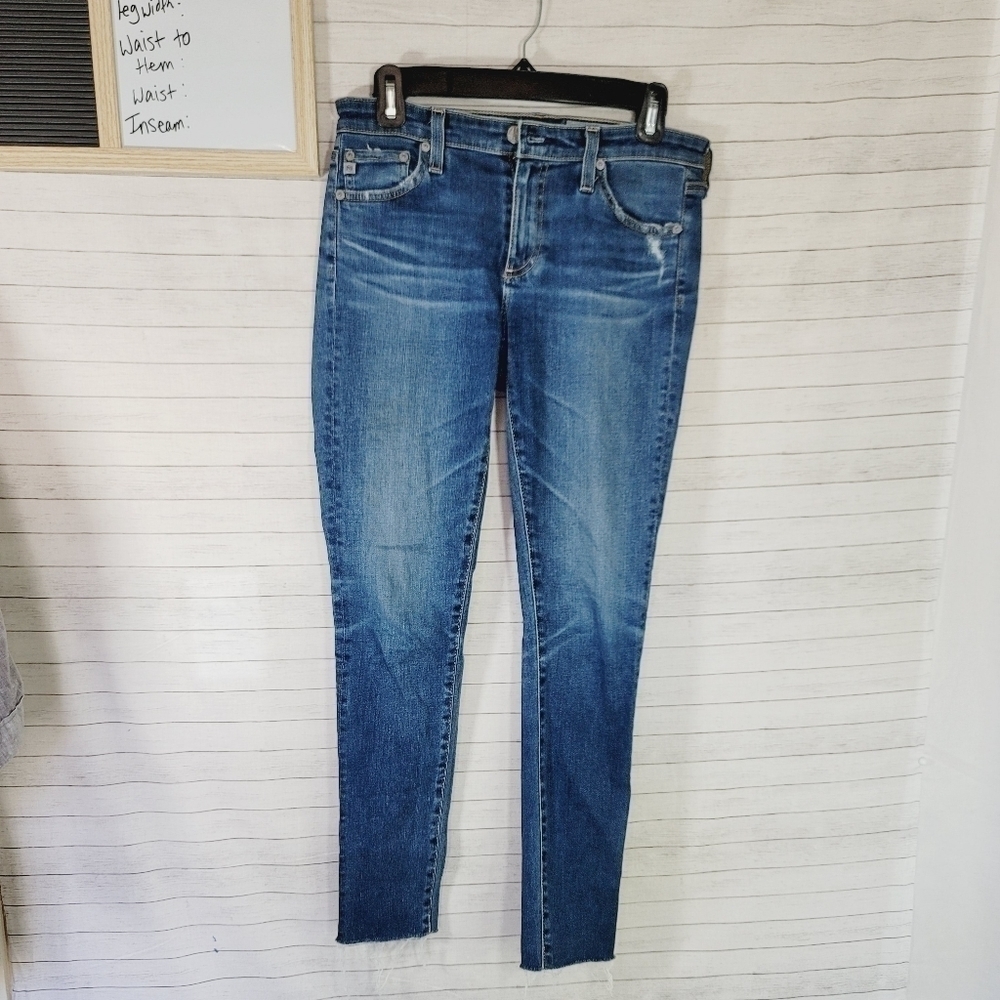 AG ADRIANO GOLDSCHMIED THE LEGGING SUPER SKINNY RAW HEM ANKLE, SZ 27R